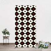 Lofaris Black White Rhombus Poker Birthday Rectangle Backdrop